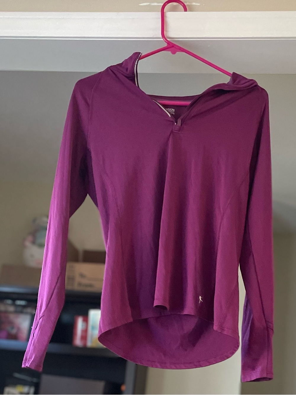 Danskin Women’s Plum Purple Athleisure Jeans Long Sleeve High Neck Zip Up Top M